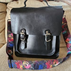 Wednesday Addams, black Satchel leather bag.